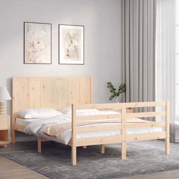 vidaXL Bedframe met hoofdbord massief hout 140x190 cm