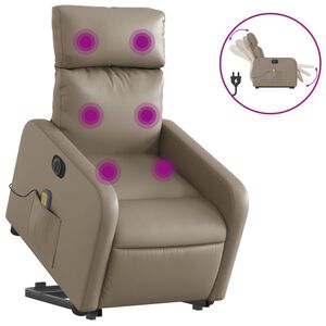 vidaXL Sta-op-massagestoel elektrisch kunstleer cappuccinokleurig