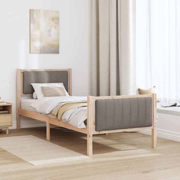 vidaXL Bedframe Bruin en taupe 75 x 190 cm Massief grenenhout