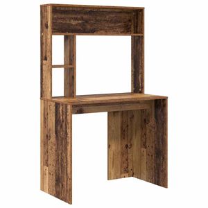 vidaXL Bureau met plank Oud Hout 91 x 50 x 149 cm Bewerkt hout