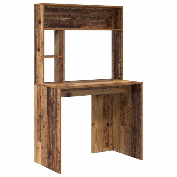 vidaXL Bureau met plank Oud Hout 91 x 50 x 149 cm Bewerkt hout