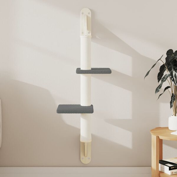vidaXL Kattenmeubel wandgemonteerd met krabpaal 108 cm donkergrijs
