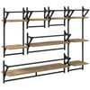 vidaXL Wandplankenset met plank 6 pcs Artisan Eiken 100 x 25 x 30 cm