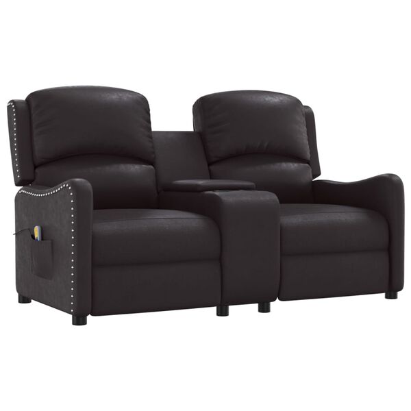 vidaXL Massagestoel 2-zits verstelbaar bekerhouders kunstleer zwart