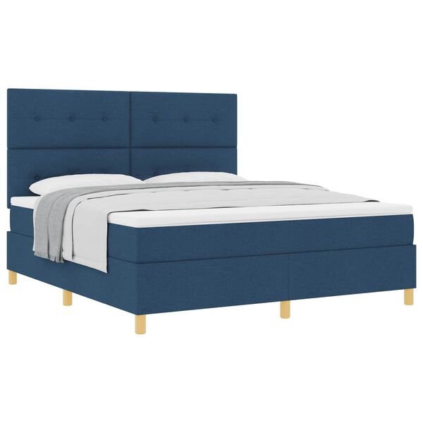 vidaXL Boxspringbed met matras met hoofdeinde Blauw 180 x 200 cm Stof