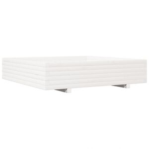 vidaXL Plantenbak 110x110x26,5 cm massief grenenhout wit