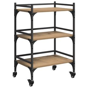 vidaXL Keuken Trolley Artisan Eiken 50 x 35 x 75.5 cm Bewerkt hout