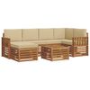vidaXL Hoekbank Set 7 pcs Natuurlijk en Beige Massief Acaciahout