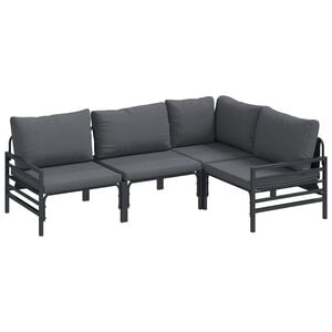 vidaXL Tuinbankenset met kussen 4 pcs Zwart Staal