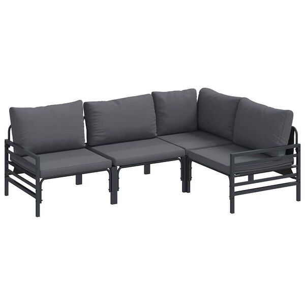 vidaXL Tuin Sofa Set met kussen 4 pcs Antraciet Staal
