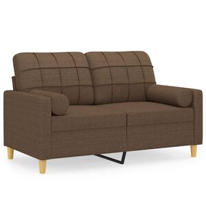 vidaXL Tweezitsbank met sierkussens 120 cm stof bruin