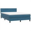 vidaXL Boxspring met matras en LED fluweel donkerblauw 160x220 cm