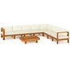 vidaXL 9-delige tuinloungeset met kussens 100x60 cm acaciahout