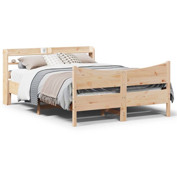 vidaXL Bedframe met hoofdbord massief grenenhout 150x200 cm