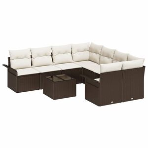 vidaXL Tuinbankenset 9 st Bruin en Cr&egrave;me poly rattan