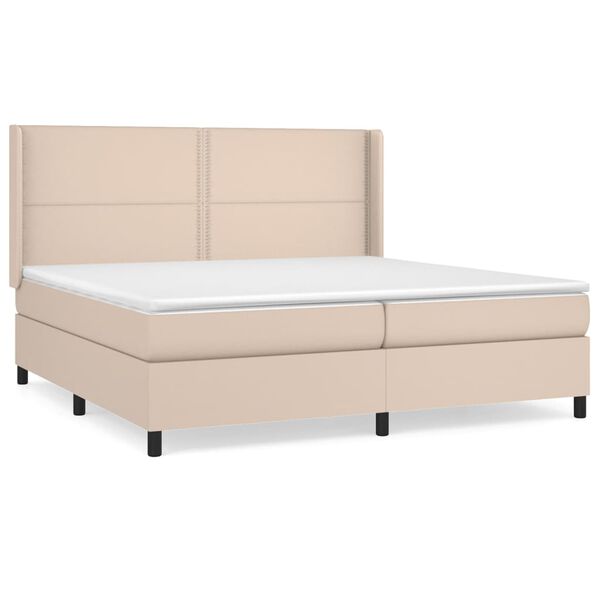vidaXL Boxspring met matras kunstleer cappuccinokleurig 200x200 cm