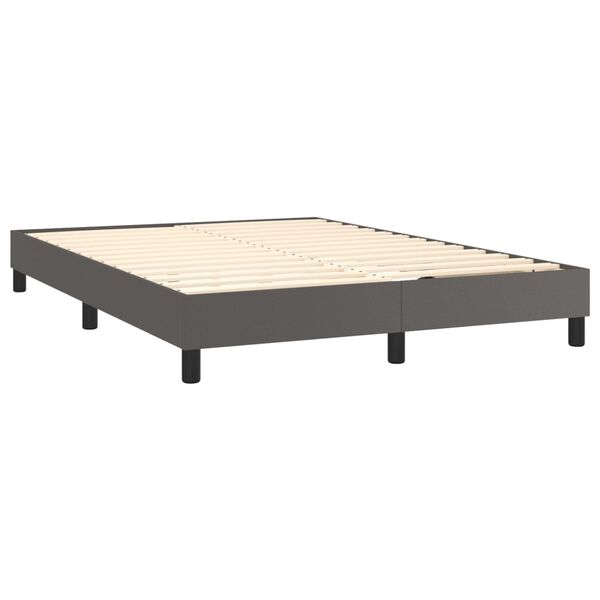 vidaXL Boxspring met matras kunstleer grijs 140x200 cm
