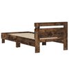 vidaXL Bedframe met hoofdbord bewerkt hout gerookt eiken 75x190 cm