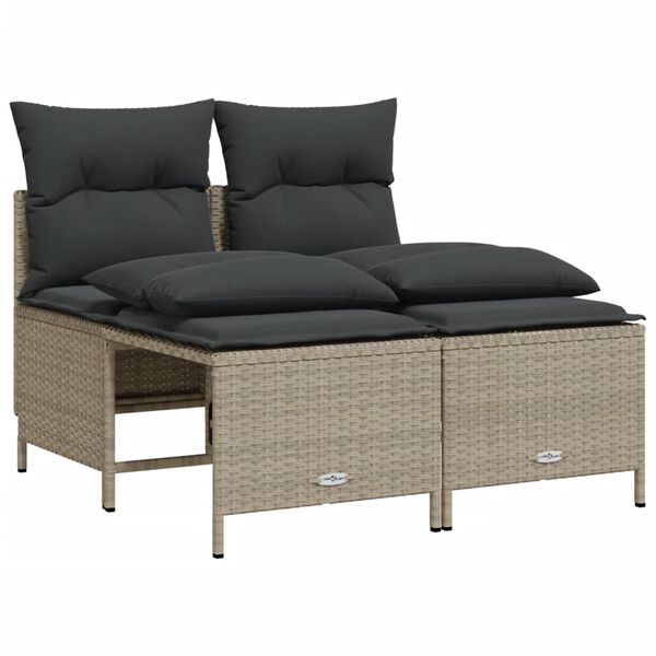 vidaXL 4-delige Loungeset met kussens poly rattan lichtgrijs