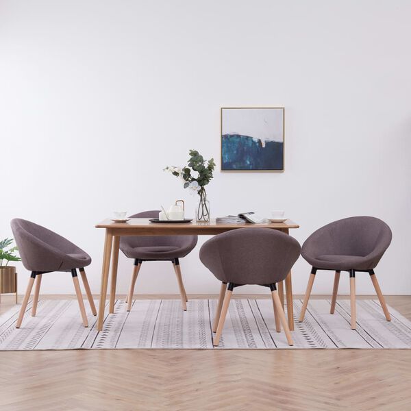vidaXL Eetkamerstoelen 4 st draaibaar stof taupe
