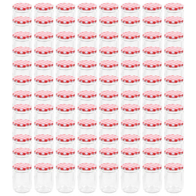vidaXL Jampotten met wit met rode deksels 96 st 230 ml glas