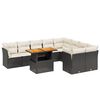 vidaXL 10-delige Loungeset met kussens poly rattan zwart