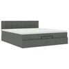 vidaXL Ottoman bed met matrassen en LED's 200x200cm stof donkergrijs