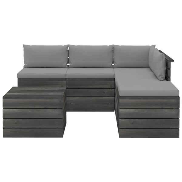 vidaXL 6-delige Loungeset met kussens pallet grenenhout