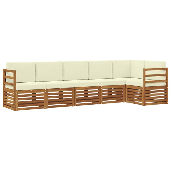 vidaXL Sofa-Sets 6 pcs Natuurlijk en Cr&egrave;me Massief Acaciahout