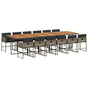 vidaXL 13-delige Tuinset met kussens poly rattan grijs