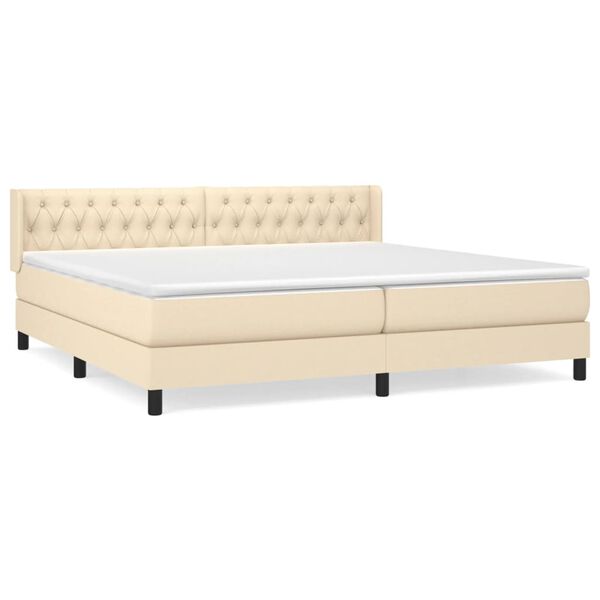 vidaXL Boxspring met matras stof cr&egrave;mekleurig 200x200 cm