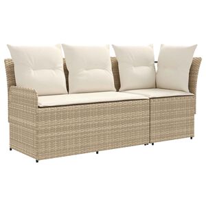 vidaXL Tuinstoel met Armleuning en Hoekbank 2 Stuk Beige en Cr&egrave;me