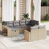 vidaXL 10-delige Loungeset met kussens poly rattan beige
