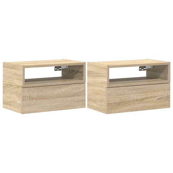 vidaXL Nachtkastjes 2 st wandgemonteerd 45x26x28,5cm sonoma eikenkleur