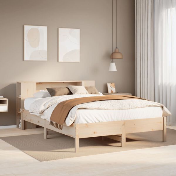 vidaXL Bed met boekenkast zonder matras massief grenenhout 140x200 cm