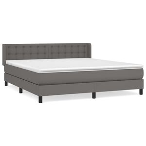 vidaXL Boxspring met matras kunstleer grijs 180x200 cm