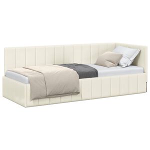 vidaXL Hoekbedframe met hoofdeinde Cr&egrave;me 80 cm x 200 cm Fluweel