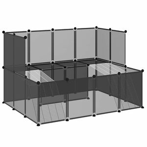 vidaXL Dierenhok klein 143x107x93 polypropeen en staal zwart