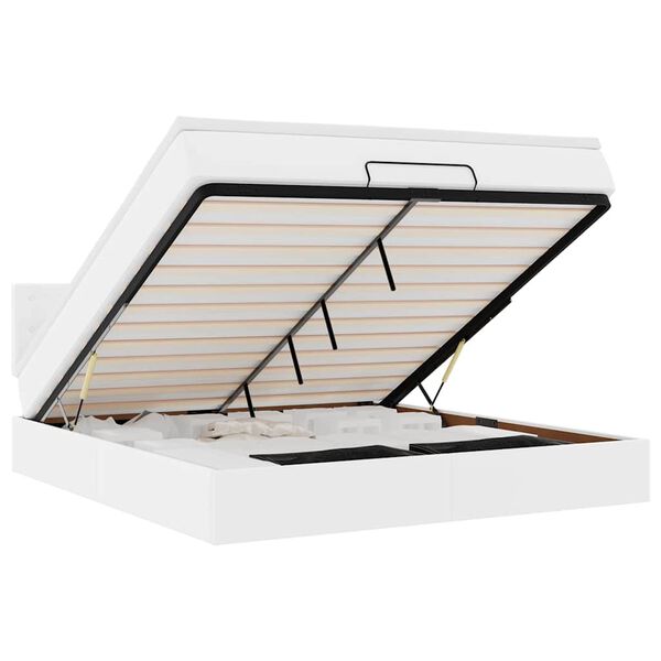 vidaXL Bed poef met matrassen en LED's 180x200cm kunstleer zuiver wit