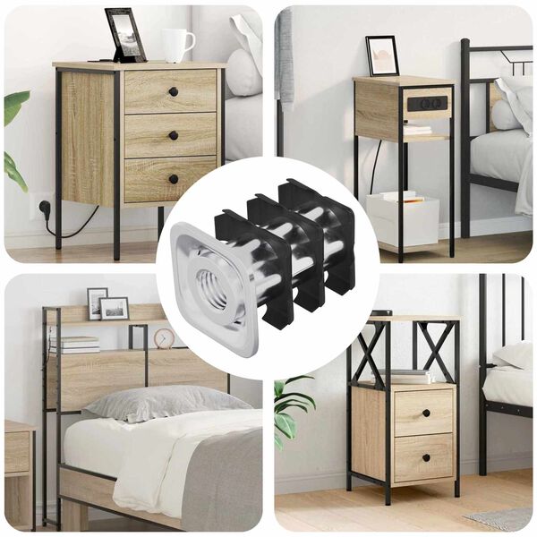 vidaXL Draadbuis Invoeg 12 pcs Zwart en Zilver 15,8 x 15,8 x 22,5 mm