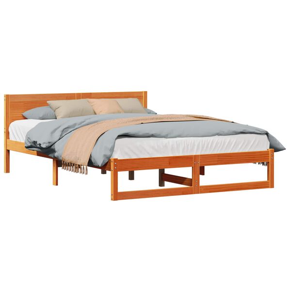 vidaXL Bedframe Wasbruin 160 x 200 cm Massief grenenhout