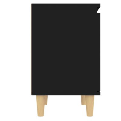 vidaXL Nachtkastje met massief houten poten 40x30x50 cm zwart
