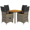 vidaXL 5-delige Tuinset met kussens poly rattan grijs