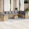 vidaXL 11-delige Tuinset met kussens poly rattan beige