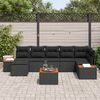 vidaXL Tuinbankenset met kussen met opslag 8 pcs Zwart Polyrattan