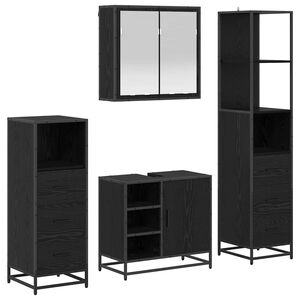 vidaXL Badkamermeubelset met lade 4 pcs Zwart Eiken Bewerkt hout