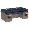 vidaXL 6-delige Loungeset met kussens poly rattan grijs