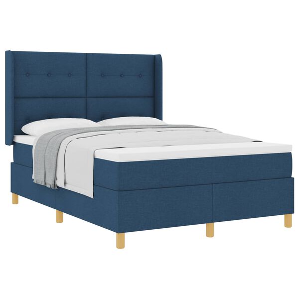 vidaXL Boxspringbed met matras met hoofdeinde Blauw 140 x 190 cm Stof