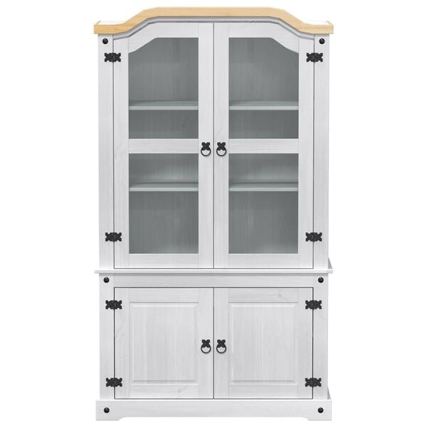 vidaXL Vitrinekast Wit 103,5 x 42 x 180 cm Massief grenenhout