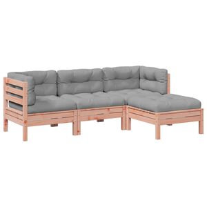 vidaXL 4-delige Loungeset met kussens massief douglas vurenhout